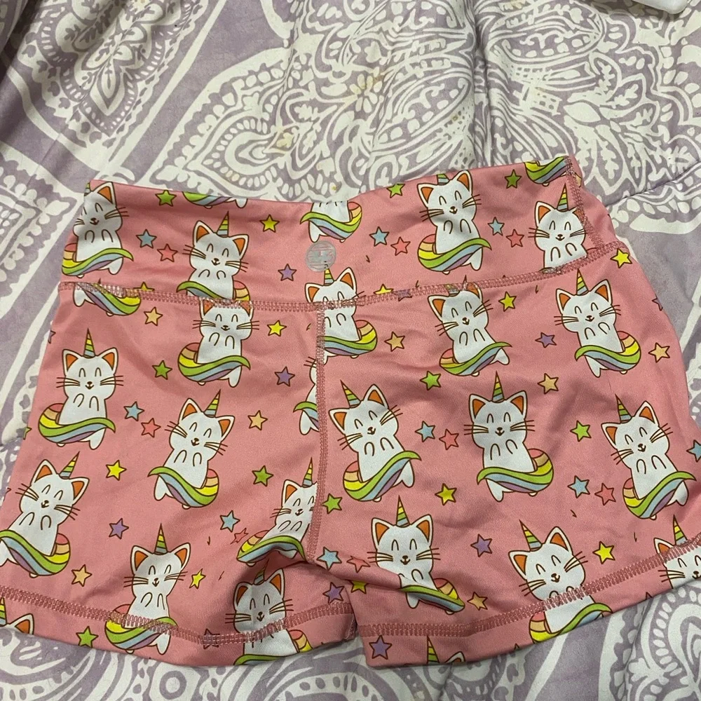 CUTE Pink Cat Print Athletic Shorts Size S - Picture 4 of 6